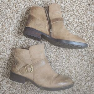 Born Taupe Leather Booties Women's Size 8